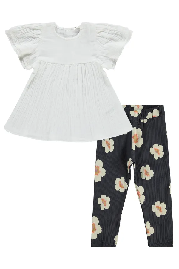 Kız Çocuk Takım 2-5 Yaş Kırık Beyaz - Paket