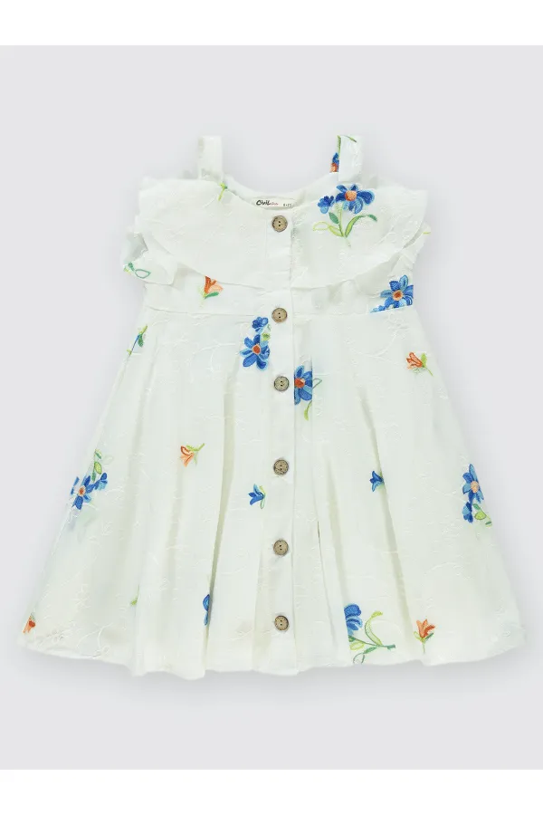 Kız Çocuk Jile ve Elbise 6-9 Yaş Ekru - Paket