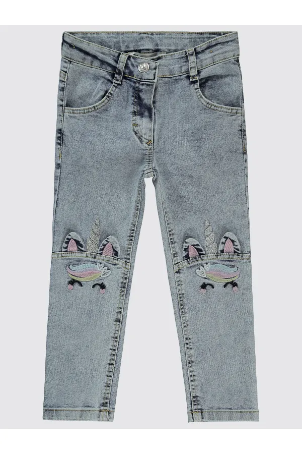 Kız Çocuk Pantolon 2-5 Yaş Buz Mavi - Paket