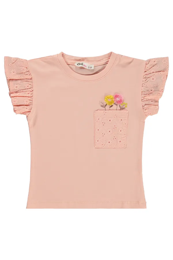 Kız Çocuk Tişört 2-5 Yaş Somon - Paket