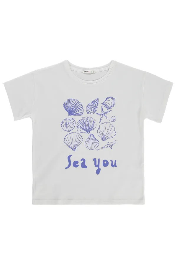 Girls' T-shirt, Ages 10-13, Off-White - Package