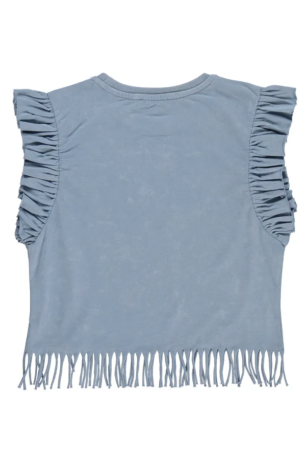 T-shirt fille, 10-13 ans, bleu - Lot