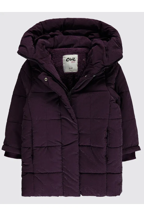 Kız Çocuk Mont 2-5 Yaş Mürdüm - Paket