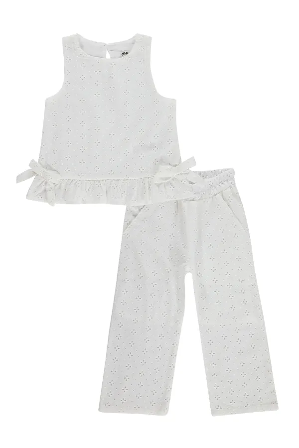 Kız Çocuk Takım 2-5 Yaş Kırık Beyaz - Paket