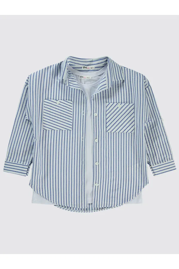 Kız Çocuk Gömlek 10-13 Yaş Mavi - Paket