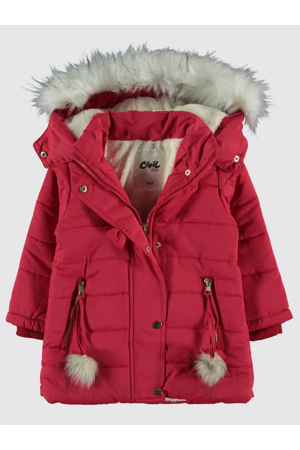 Kız Çocuk Mont 2-5 Yaş Nar - Paket