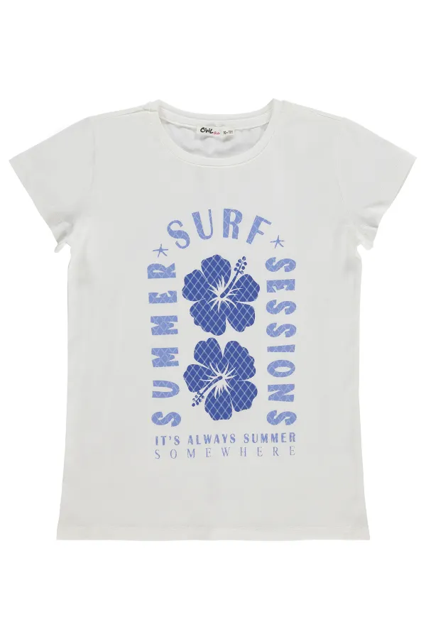 Kız Çocuk Tişört Km 10-13 Yaş Kırık Beyaz - Paket