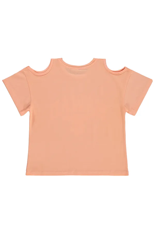T-shirt fille, 10-13 ans, saumon - Lot