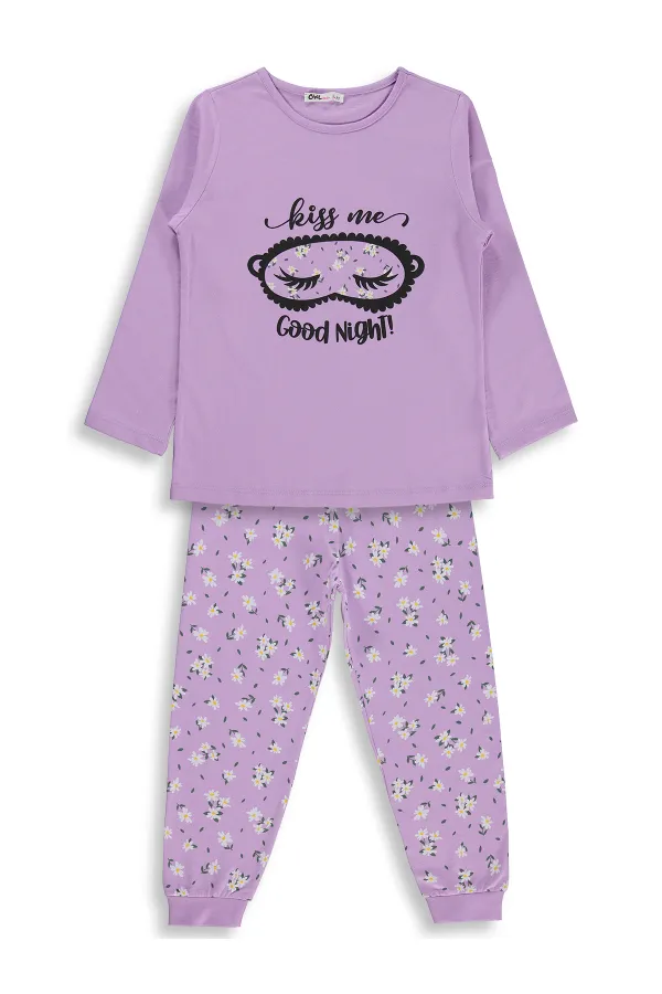 Ensemble pyjama fille, 6-9 ans, lilas - Emballage