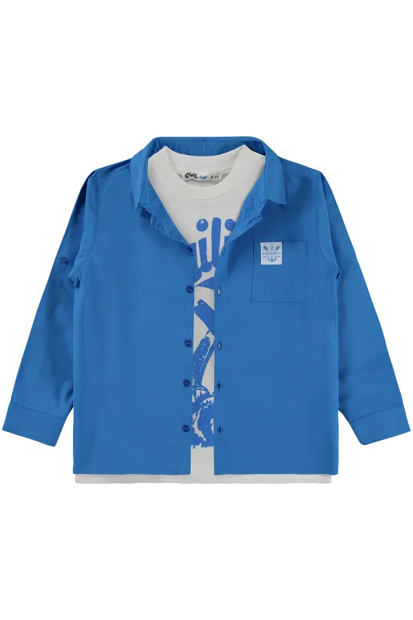 Ensemble chemise garçon 6-9 ans turquoise foncé - Emballage