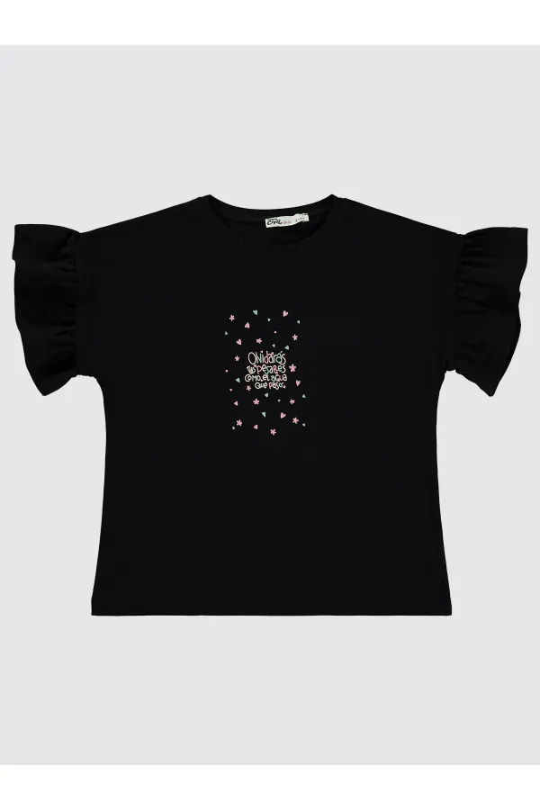 Girls T-Shirt 6-9 Years Old Black - Pack