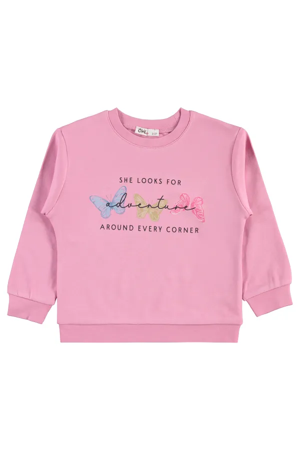 Kız Çocuk Sweatshirt Km 2-5 Yaş Soft Pembe - Paket