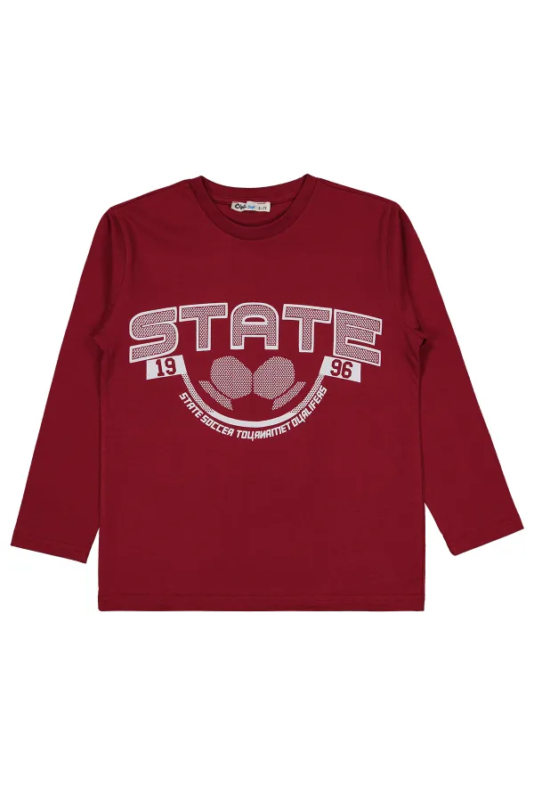 Erkek Çocuk Sweatshirt 6-9 Yaş Bordo - Paket