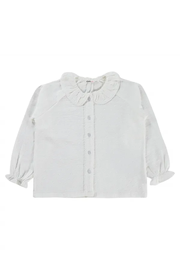 Girls' Shirt, Ages 6-9, Off-White - Package