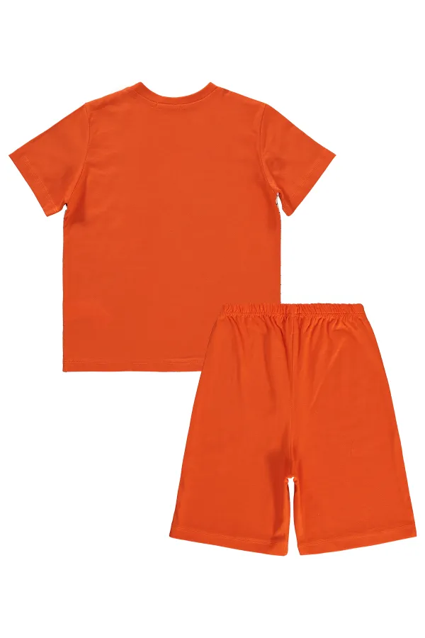 Erkek Çocuk Pijama Takımı 6-9 Yaş Oranj - Paket