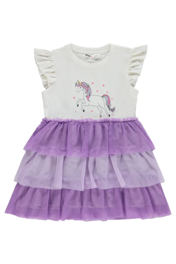 Girls' Jumpsuit and Dress Set, Ages 2-5, Purple - Package
