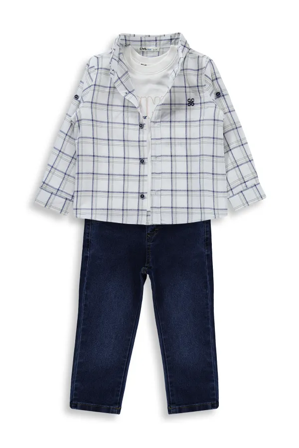 Erkek Çocuk Takım 2-5 Yaş Ekru - Paket