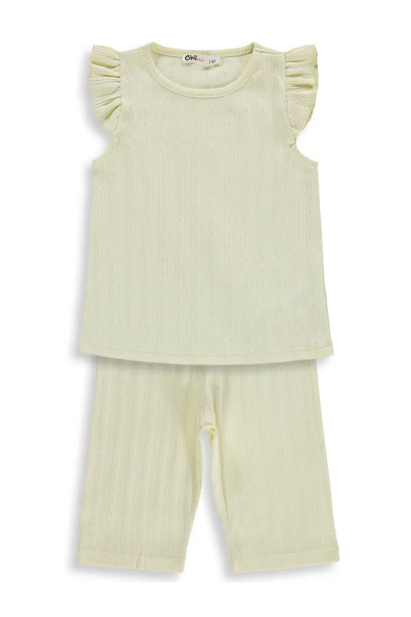Kız Çocuk Pijama Takımı 2-5 Yaş Sarı - Paket