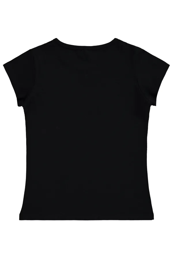 T-shirt noir pour fille Km 10-13 ans - Emballage