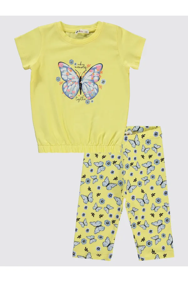 Kız Çocuk Takım 2-5 Yaş Sarı - Paket