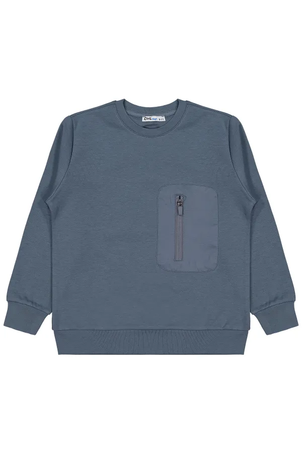 Erkek Çocuk Sweatshirt 10-13 Yaş Açık Antrasit - Paket