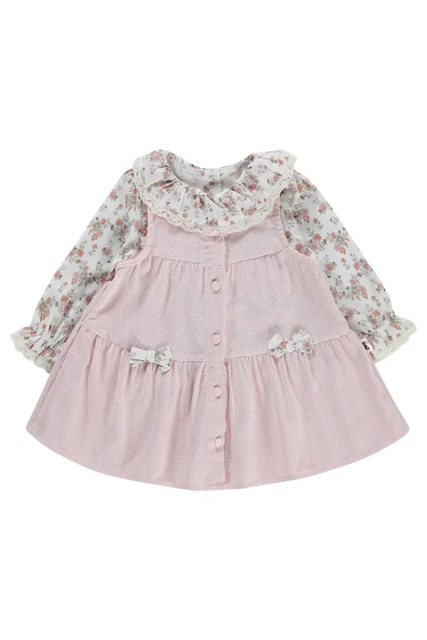 Bebek Jile ve Elbise 0-24 Ay Pudra - Paket