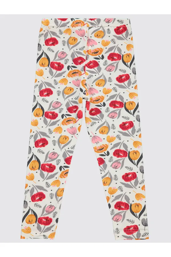 Kız Çocuk Tayt 6-9 Yaş Ekru - Paket