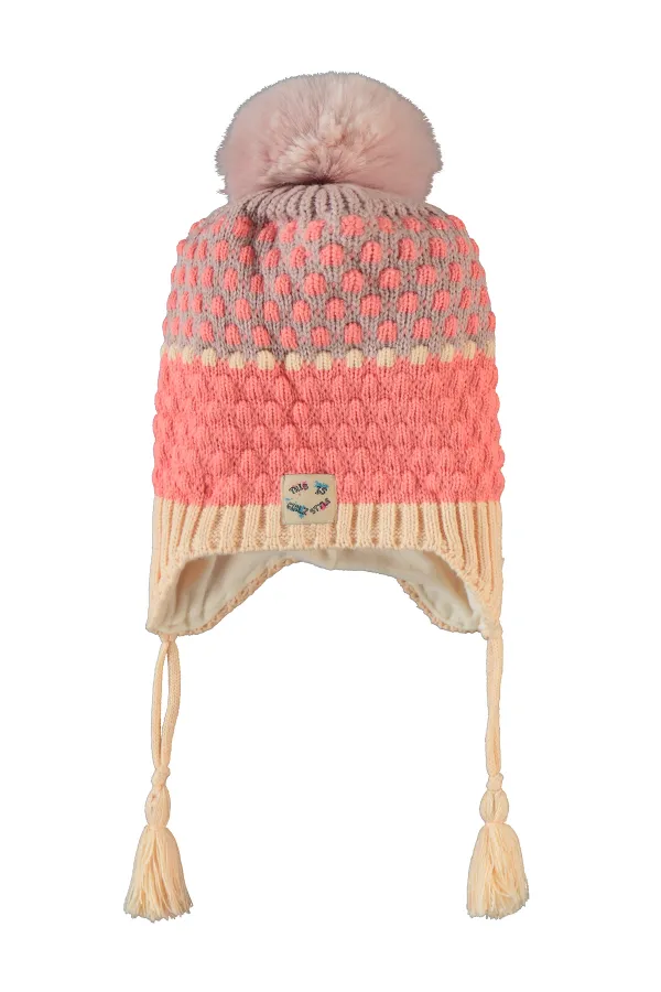 Ensemble écharpe, bonnet et gants pour fille de 6 à 9 ans, couleur saumon - Emballage