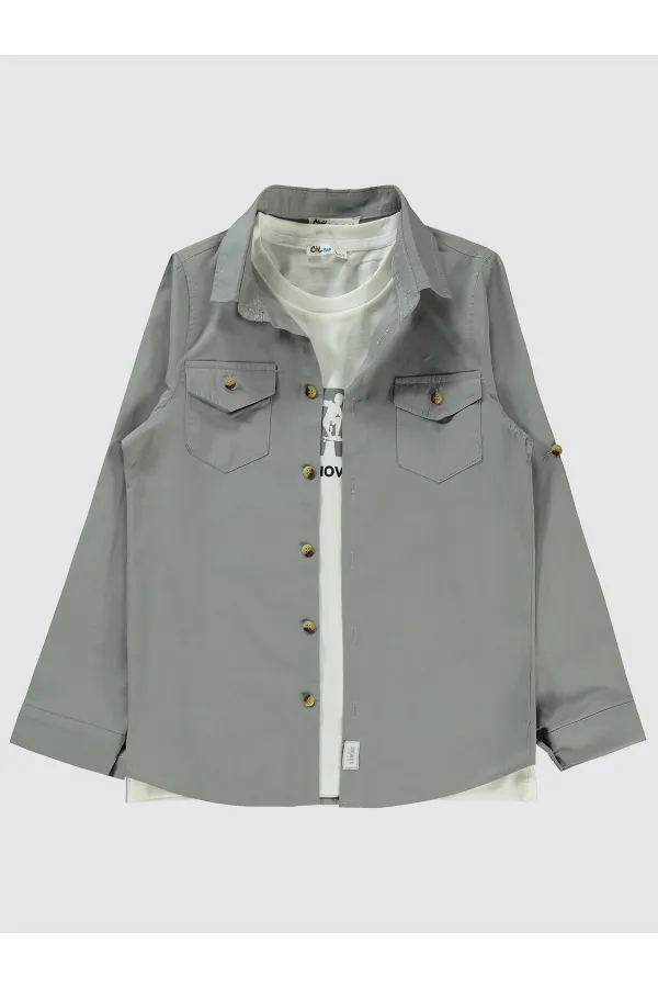 Erkek Çocuk Gömlek 10-13 Yaş Gri - Paket