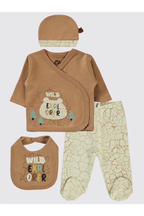 Baby Bodysuit Sets 0-24 Months Brown - Package