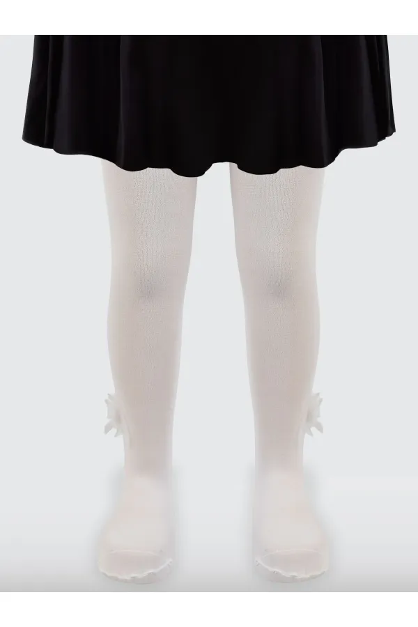 Kız Çocuk Külotlu Çorap 2-9 Yaş Ekru - Paket