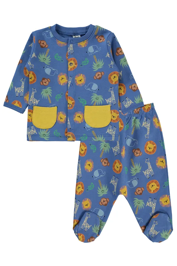 Baby Pajama Set 0-24 Months Light Navy Blue - Package