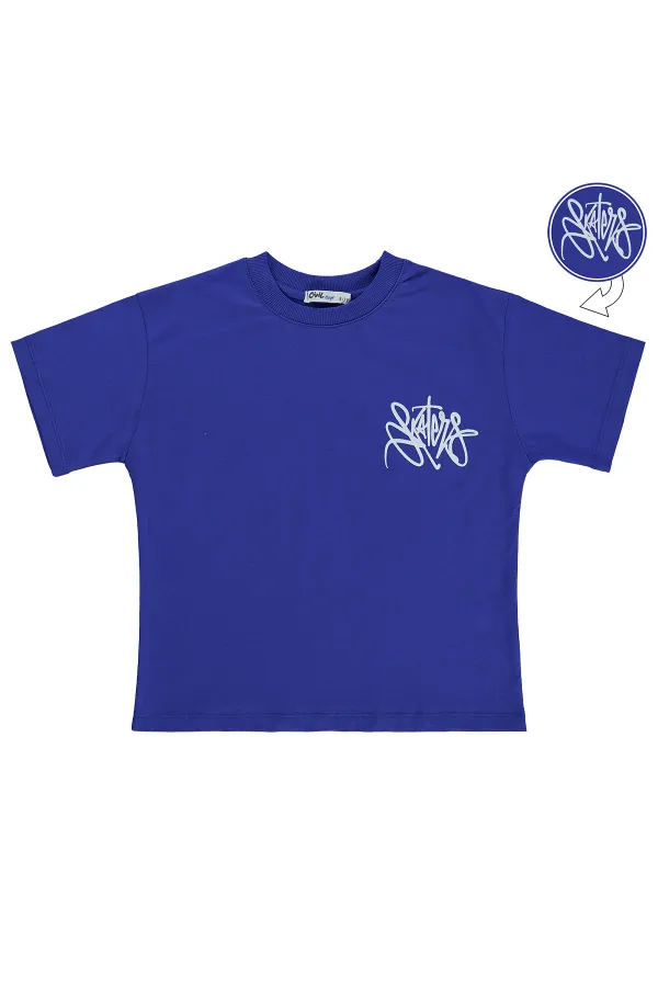 Erkek Çocuk Tişört 6-9 Yaş Saks - Paket