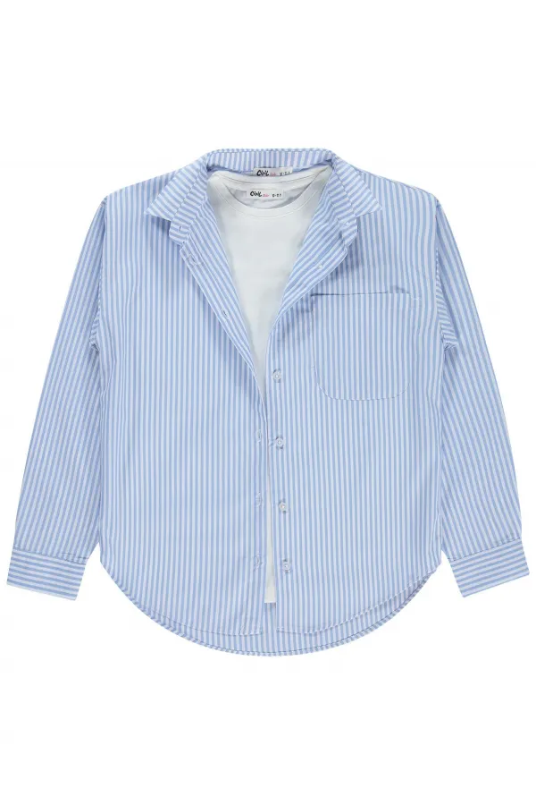 T-shirt pour fille, 10-13 ans, bleu - Lot