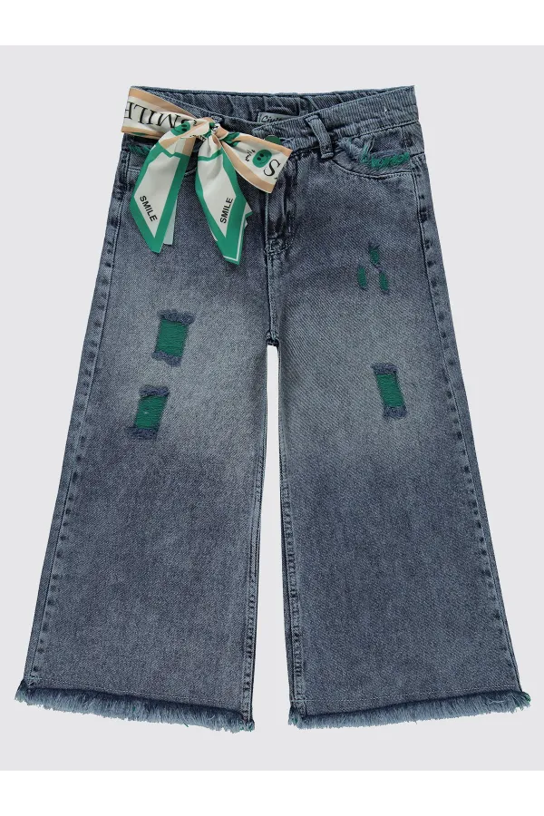 Kız Çocuk Pantolon 6-9 Yaş Buz Mavi - Paket