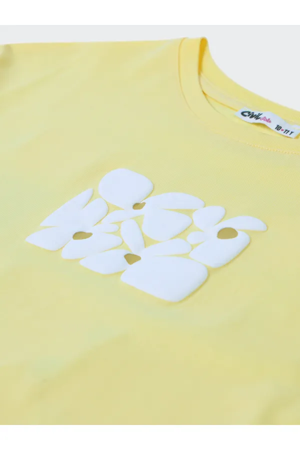 Girls' T-Shirt 10-13 Years Old Light Yellow - Package