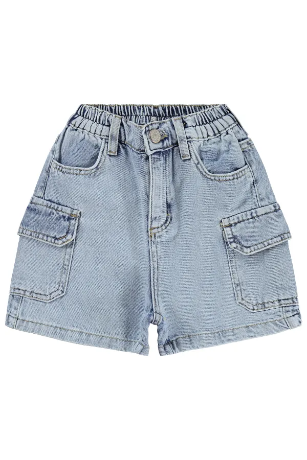 Kız Çocuk Şort 6-9 Yaş Mavi - Paket