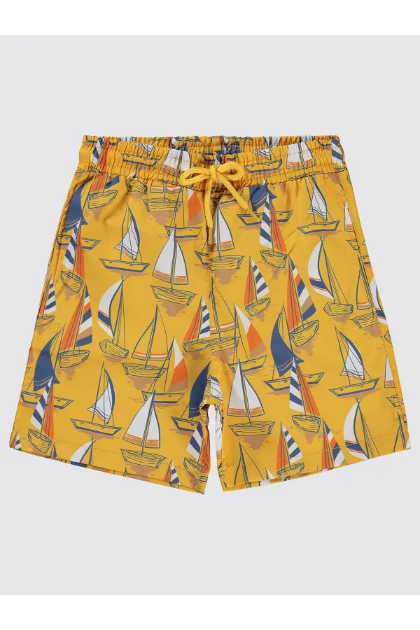 Short de bain garçon 6-9 ans jaune - Emballage