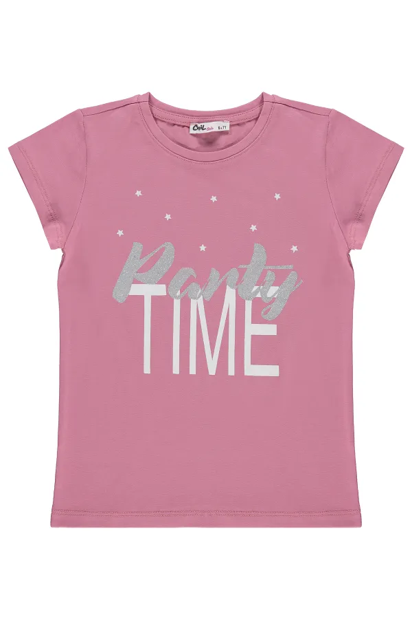 Kız Çocuk Tişört Km 6-9 Yaş Gül Kurusu - Paket