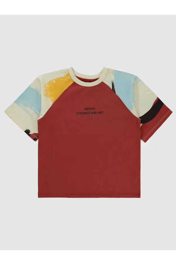 T-shirt garçon 6-9 ans, cuivre foncé - Lot