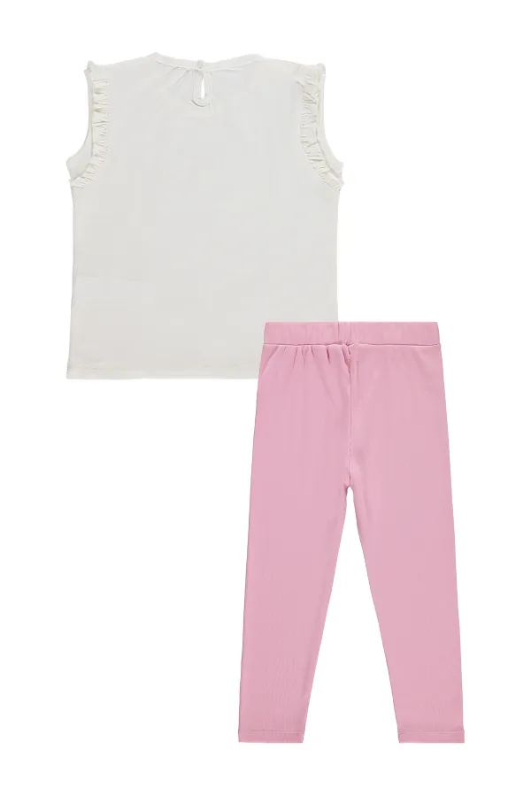 Kız Çocuk Takım 6-9 Yaş Kırık Beyaz-Koyu Pembe - Paket