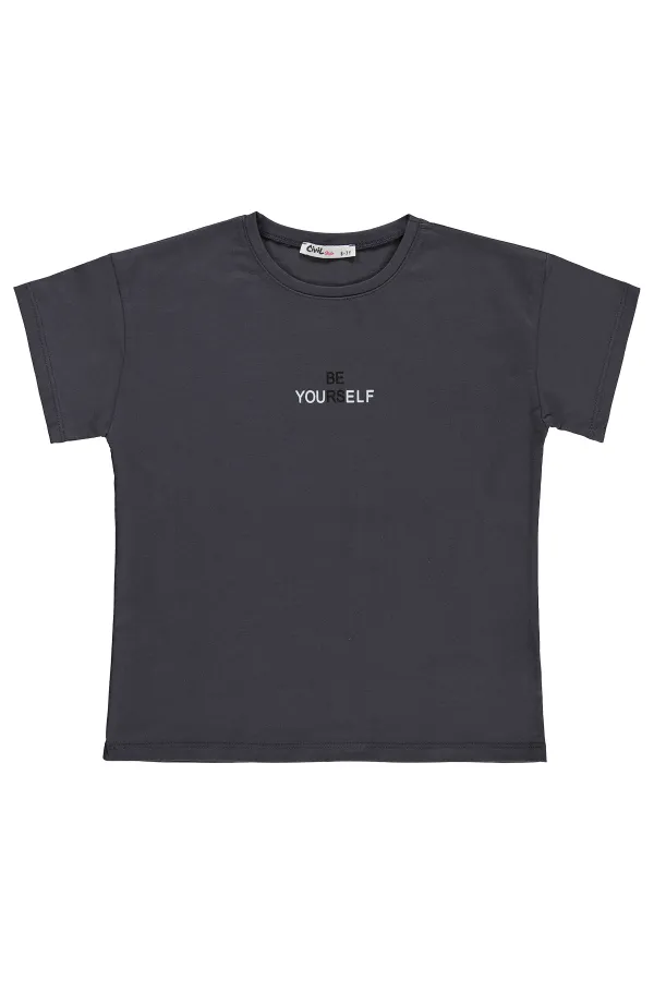 Kız Çocuk Tişört 6-9 Yaş Antrasit - Paket