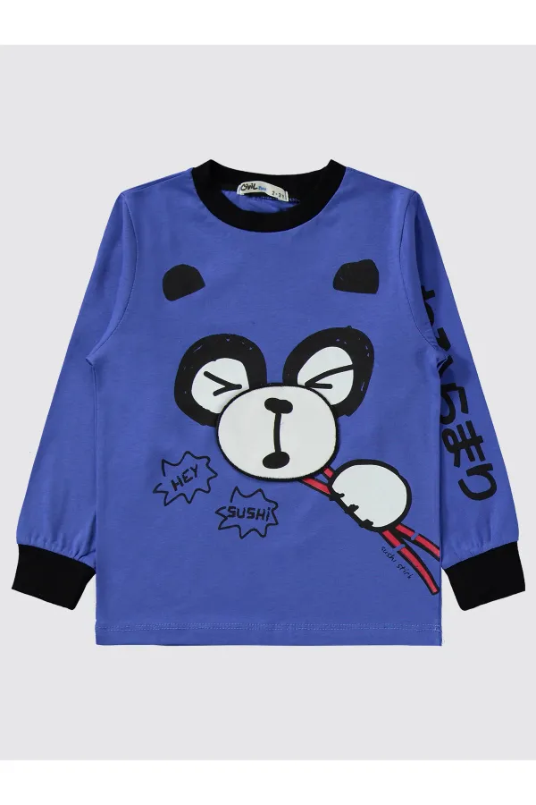 Erkek Çocuk Pijama Takımı 2-5 Yaş Saks - Paket