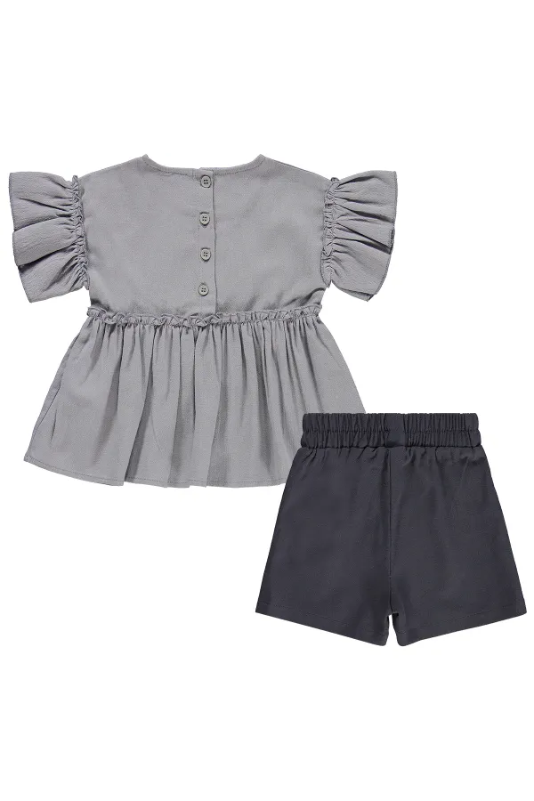 Kız Çocuk Takım 6-9 Yaş Gri - Paket