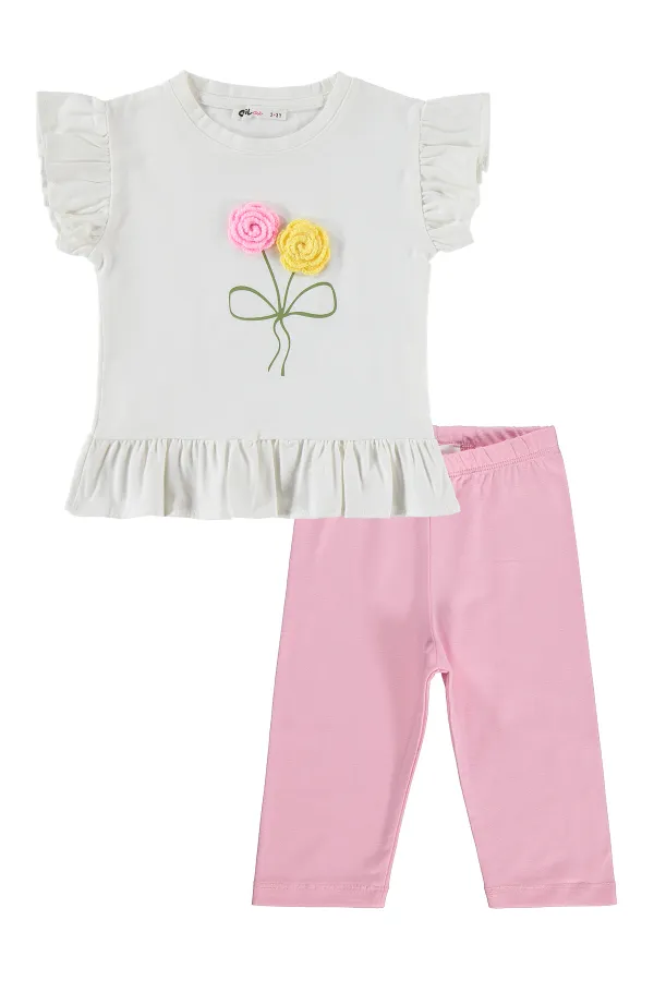 Ensemble pour fille de 2 à 5 ans, écru-rose - Emballage