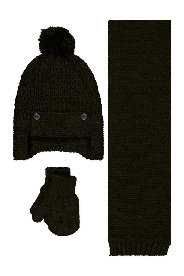 Bebek Atkı Bere Eldiven Setleri 0-24 Ay Yeşil - Paket