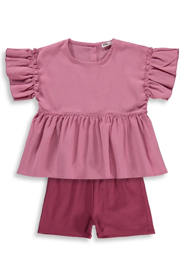 Kız Çocuk Takım 2-5 Yaş Gül Kurusu - Paket