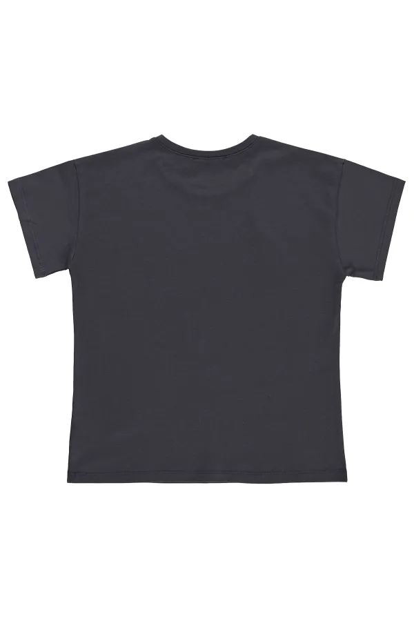 Kız Çocuk Tişört 6-9 Yaş Antrasit - Paket