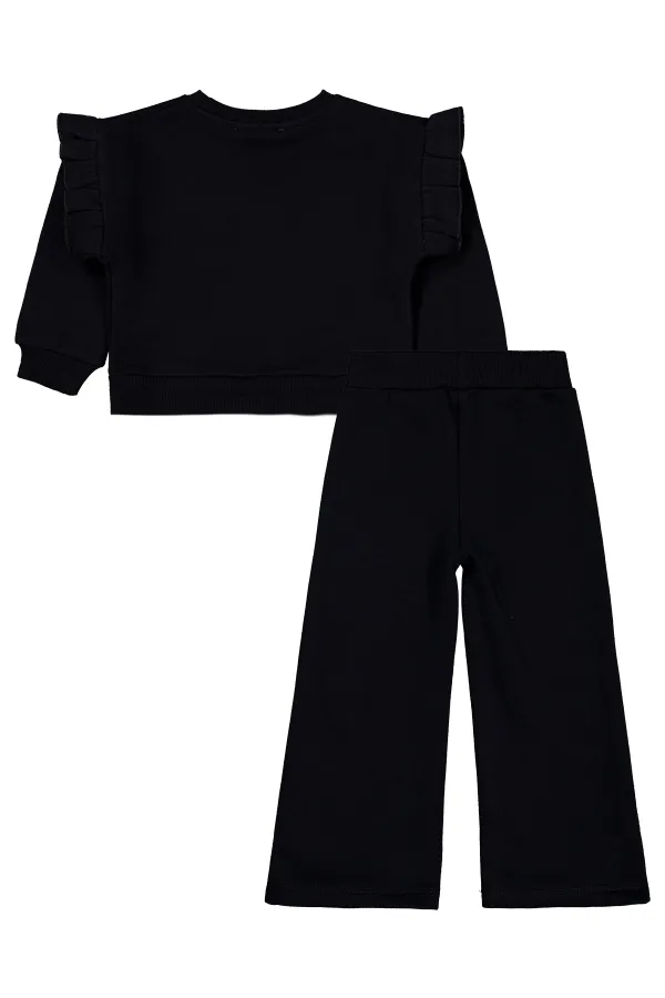 Girls Tracksuit Set 2-5 Years Old Black-Black - Package