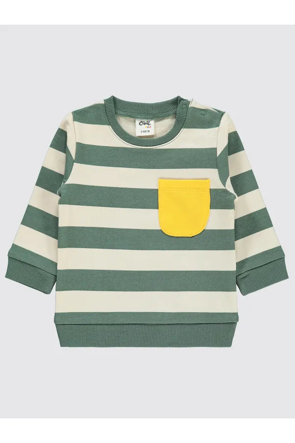 Sweat-shirt bébé 0-24 mois kaki doux - Emballage